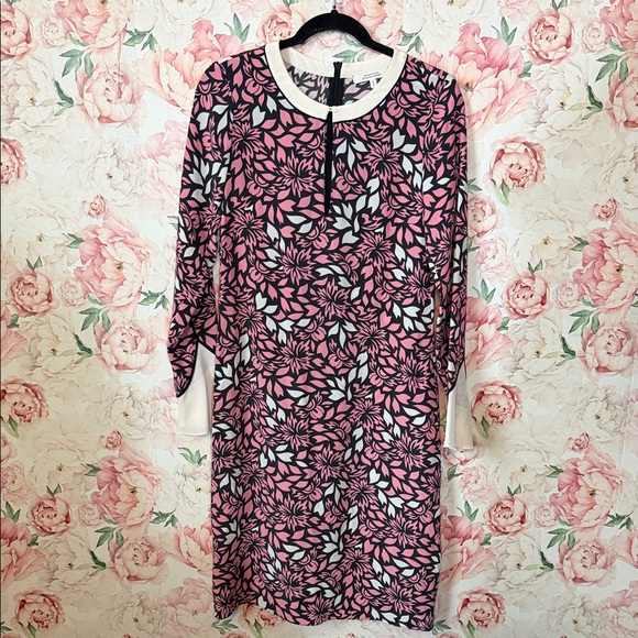 DOROTHEE SCHUMACHER Dresses & Skirts - DOROTHEE SCHUMACHER Pink Black White Floral SILK Shift Dress size 2